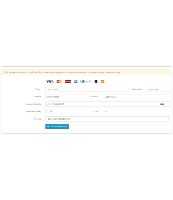 Módulo de Pagamento Transparente MercadoPago Opencart